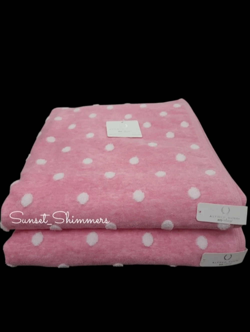 Alfred Sung 6pc Pink White Polka Dot Bath Hand Tip Towel Set Eco Melange New